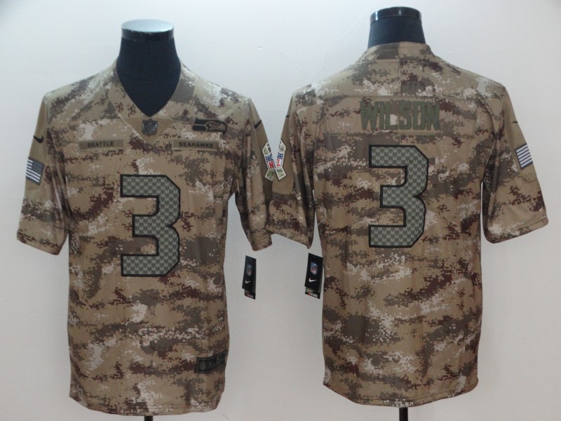 Men's Seattle Seahawks Russell Wilson #3 Camouflage Jersey